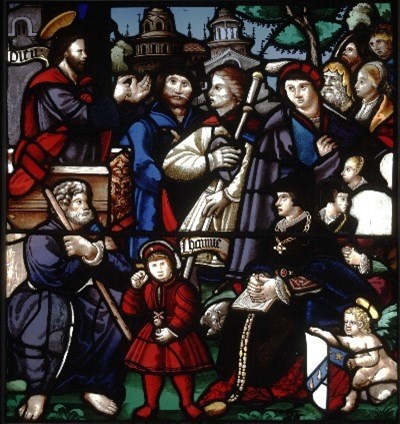 Christ preaching Stained Glass